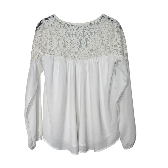 Abercrombie & Fitch White Lace Yoke Boho Peasant Blouse Womens Size S - Picture 2 of 5